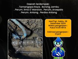 Lakukan Pengerjaan Penggantian Gate Valve 150mm, PDAM Makassar Imbau Pelanggan Tampung Air