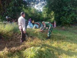Peduli Kebersihan, Koramil 1426-06/Mapsu Ajak Warga Kerja Bakti Bersihkan Lingkungan