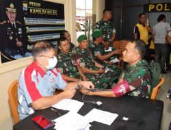 HUT Bhayangkara ke-79, Kodim 1426/Takalar Ikut Serta Baksos Donor Darah