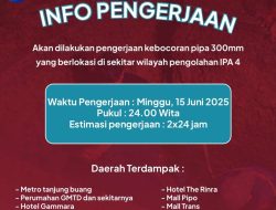 Pipa 300mm Bocor di Sekitar IPA 4, PDAM Makassar Jadwalkan Perbaikan Malam Ini