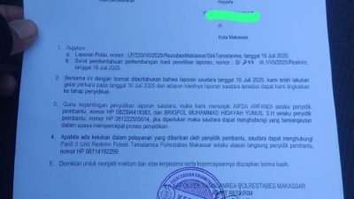 Pelaku Sudah Diserahkan, Motor Tak Kunjung Ditemukan, IR Soroti Tumpulnya Penyidikan Polsek Tamalanrea