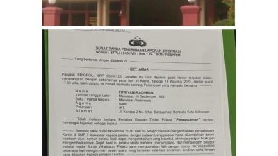 Laporan Dugaan Pengancaman Belum Ada Perkembangan, Pelapor Keluhkan Penanganan Polsek Bontoala