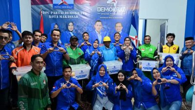 HUT ke-24, Pengurus Partai Demokrat Makassar Bagikan Paket Sembako ke Ojol dan Panti Asuhan