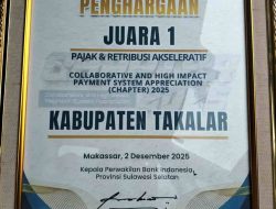 Torehkan Prestasi, Takalar Raih Juara 1 Akeselarasi Pajak dan Retribusi Daerah