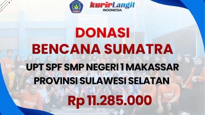 SMPN 1 Makassar Salurkan Donasi Bencana Sumatera Rp11,2 Juta Lewat Kurir Langit Indonesia