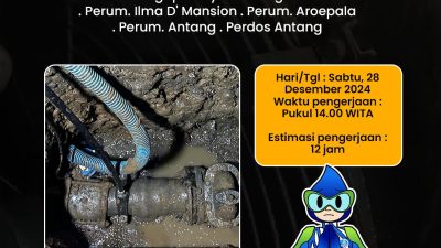Lakukan Pengerjaan Penggantian Gate Valve 150mm, PDAM Makassar Imbau Pelanggan Tampung Air