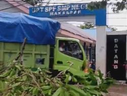 Angin Kencang dan Pohon Tumbang Akibatkan Satu Mobil Lecet dan Atap Seng Kelas Terbang di SMPN 9 Makassar