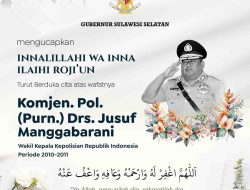 Gubernur Sulsel Sampaikan Duka Cita Wafatnya Komjen Pol (Purn) Jusuf Manggabarani