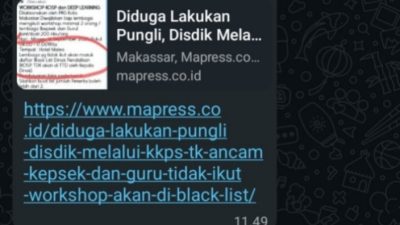 Ungkap Dugaan Pungli di Disdik Makassar, Wartawan Mapress.co.id Alami Teror di WhatsApp