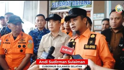 Tinjau Posko AJU Bersama Menhub dan Kabasarnas, Gubernur Sulsel: Kita Kerahkan Seluruh Tim Proses Pencarian Korban