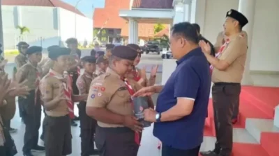 Jelang Jambore Nasional, Bupati Daeng Manye Berikan Motivasi ke Kontingen Kwarcab Takalar